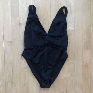 Urban Outfitters Plunge Deep V Black Bodysuit
